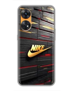 Чехол для OPPO Reno 8T с картинкой «Золотой Nike на металле»