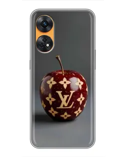 Чехол для OPPO Reno 8T с картинкой «Красное яблоко LV»