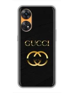 Чехол для OPPO Reno 8T с картинкой «Золотой логотип Gucci»