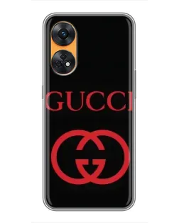 Чехол для OPPO Reno 8T с картинкой «Gucci — красный логотип»