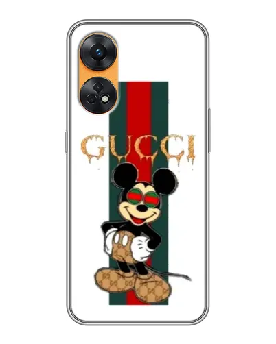 Чехол для OPPO Reno 8T с картинкой «Микки Маус Gucci — полосы» Чехол для OPPO Reno 8T с картинкой «Микки Маус Gucci — полосы»