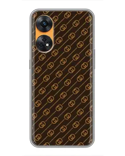 Чехол для OPPO Reno 8T с картинкой «Gucci — золотые диагонали»