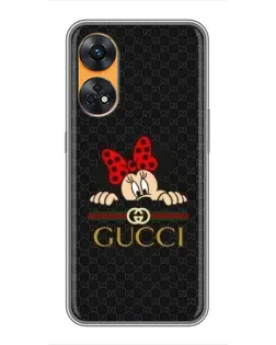 Чехол для OPPO Reno 8T с картинкой «Минни Маус Gucci — черный»