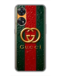 Чохол для OPPO Reno 8T з картинкою «Gucci — фірмова смуга та золото» Чохол для OPPO Reno 8T з картинкою «Gucci — фірмова смуга та золото»
