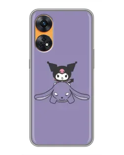 Чехол для OPPO Reno 8T с картинкой «Kuromi на лиловом фоне»
