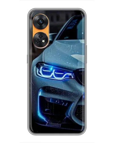Чехол для OPPO Reno 8T с картинкой «Взгляд BMW с синими фарами» Чехол для OPPO Reno 8T с картинкой «Взгляд BMW с синими фарами»