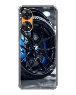 Чехол для OPPO Reno 8T с картинкой «Колесо BMW вблизи»