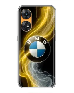Чехол для OPPO Reno 8T с картинкой «Золотистый дым BMW»