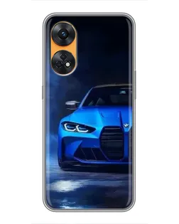 Чехол для OPPO Reno 8T с картинкой «Голубая BMW M4»