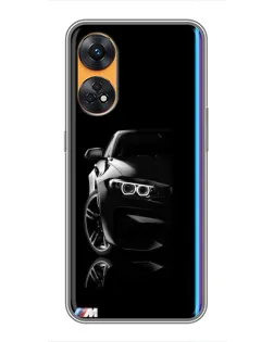 Чехол для OPPO Reno 8T с картинкой «Силуэт BMW в темноте»