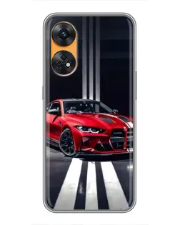Чехол для OPPO Reno 8T с картинкой «Красная BMW на дороге»