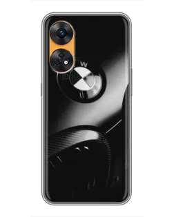 Чехол для OPPO Reno 8T с картинкой «Эмблема BMW — макро»