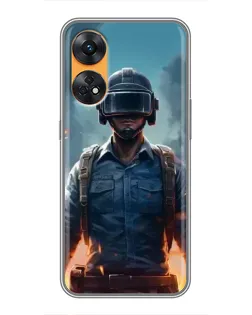 Чехол для OPPO Reno 8T с картинкой «PUBG — реалистичный герой»