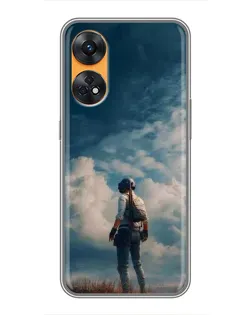 Чехол для OPPO Reno 8T с картинкой «Герой PUBG на скале»
