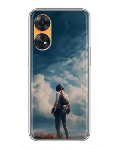 Чехол для OPPO Reno 8T с картинкой «Герой PUBG на скале»