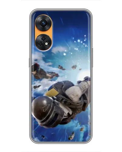 Чехол для OPPO Reno 8T с картинкой «Десант PUBG — прыжок»