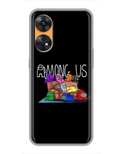 Чехол для OPPO Reno 8T с картинкой «Логотип Among Us»