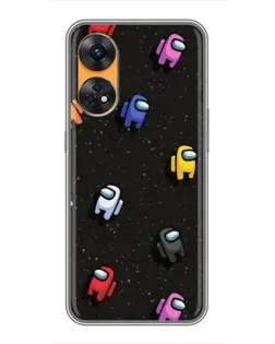 Чехол для OPPO Reno 8T с картинкой «Космический паттерн Among Us»