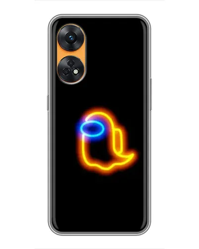 Чехол для OPPO Reno 8T с картинкой «Among Us неоновое сияние»
