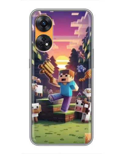 Чехол для OPPO Reno 8T с картинкой «Стив на ферме»