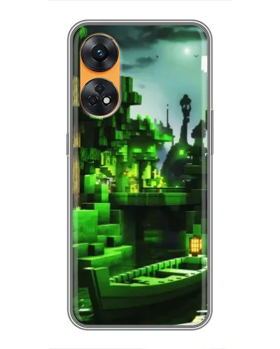 Чехол для OPPO Reno 8T с картинкой «Minecraft лесной пейзаж»