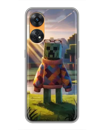 Чехол для OPPO Reno 8T с картинкой «Крипер в свитере»