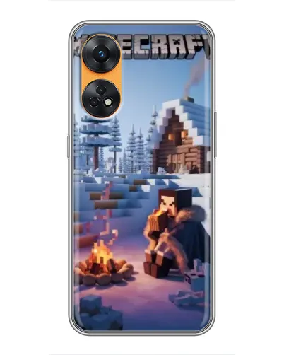 Чехол для OPPO Reno 8T с картинкой «Зимний Minecraft»