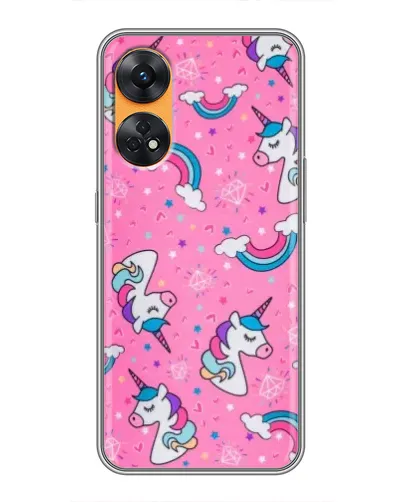 Чехол для OPPO Reno 8T с картинкой «Unicorn паттерн розовый» Чехол для OPPO Reno 8T с картинкой «Unicorn паттерн розовый»