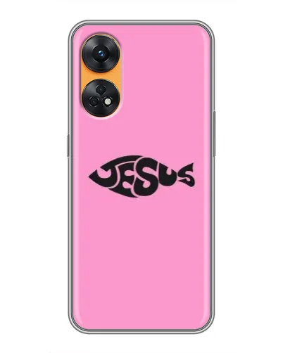 Чехол для OPPO Reno 8T с картинкой «Розовый символ Jesus» Чехол для OPPO Reno 8T с картинкой «Розовый символ Jesus»
