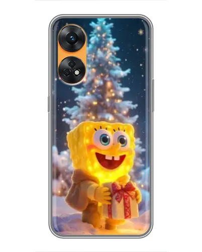Чехол для OPPO Reno 8T с картинкой «Рождественский Спанч Боб»