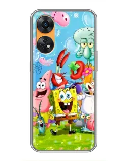 Чохол для OPPO Reno 8T з картинкою «Губка Боб та друзі»