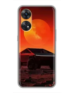 Чехол для OPPO Reno 8T с картинкой «Cybertruck на Марсе»
