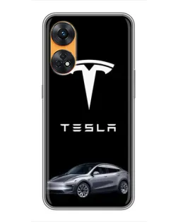 Чехол для OPPO Reno 8T с картинкой «Tesla Model Y»