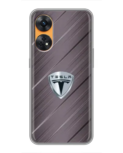 Чехол для OPPO Reno 8T с картинкой «Металлическая текстура Tesla»