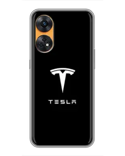 Чехол для OPPO Reno 8T с картинкой «Tesla White Logo»