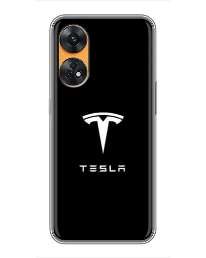 Чехол для OPPO Reno 8T с картинкой «Tesla White Logo»