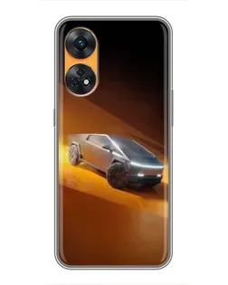 Чехол для OPPO Reno 8T с картинкой «Cybertruck в пустыне»