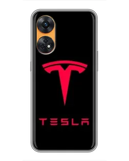 Чехол для OPPO Reno 8T с картинкой «Tesla Red Logo»