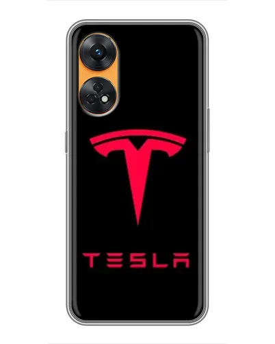 Чехол для OPPO Reno 8T с картинкой «Tesla Red Logo»
