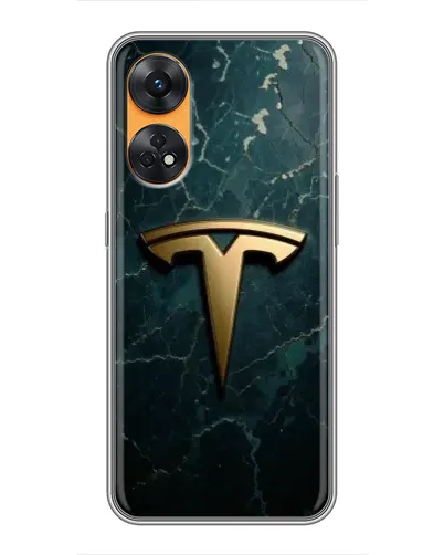 Чехол для OPPO Reno 8T с картинкой «Мраморная Tesla Gold»
