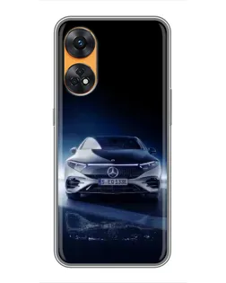 Чехол для OPPO Reno 8T с картинкой «Ночной Mercedes EQ»