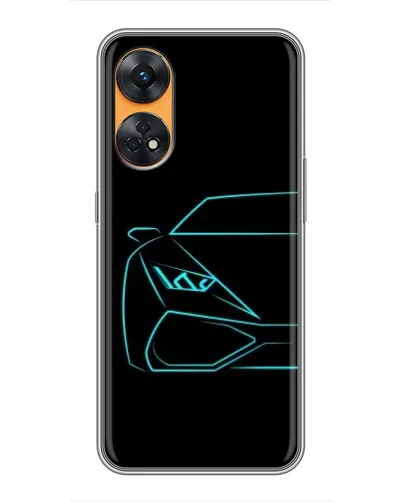 Чехол для OPPO Reno 8T с картинкой «Голубой силуэт Lamborghini»
