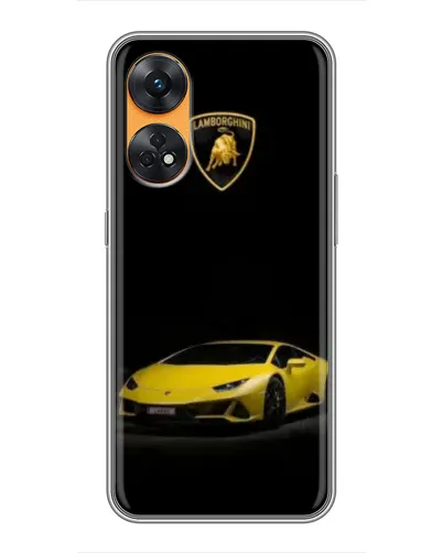 Чехол для OPPO Reno 8T с картинкой «Lamborghini желтый акцент»