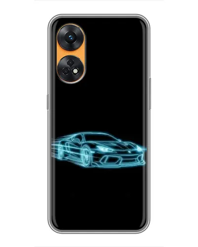 Чехол для OPPO Reno 8T с картинкой «Неоновый контур Lamborghini»
