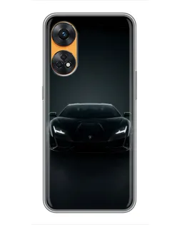 Чехол для OPPO Reno 8T с картинкой «Черный Lamborghini Aventador»