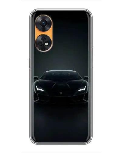 Чехол для OPPO Reno 8T с картинкой «Черный Lamborghini Aventador»
