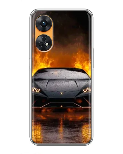 Чехол для OPPO Reno 8T с картинкой «Lamborghini в огне»