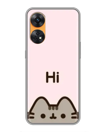 Чехол для OPPO Reno 8T с картинкой «Пушин говорит Hi»