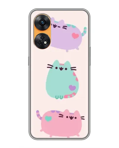 Чехол для OPPO Reno 8T с картинкой «Pusheen трио»