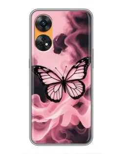Чехол для OPPO Reno 8T с картинкой «Бабочка в дыму»